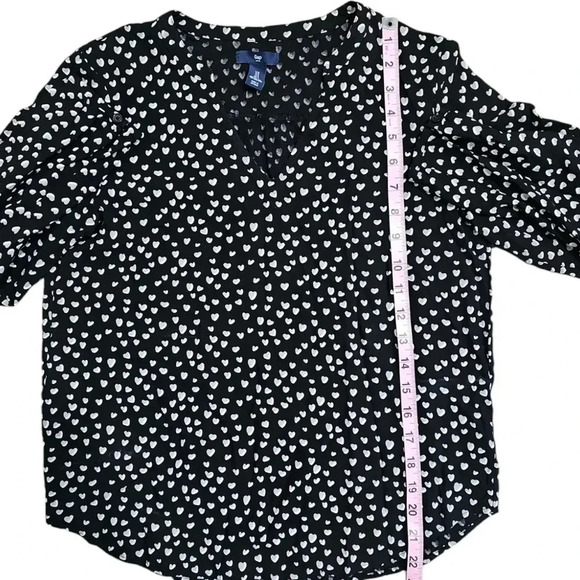 Gap Small Black White Heart Print Blouse Y2K 90s Romantic Casual Top Cottagecore - Picture 8 of 8